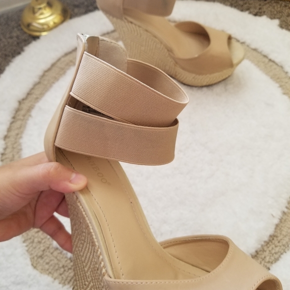 Bamboo Beige Wedge Heels - Picture 5 of 7